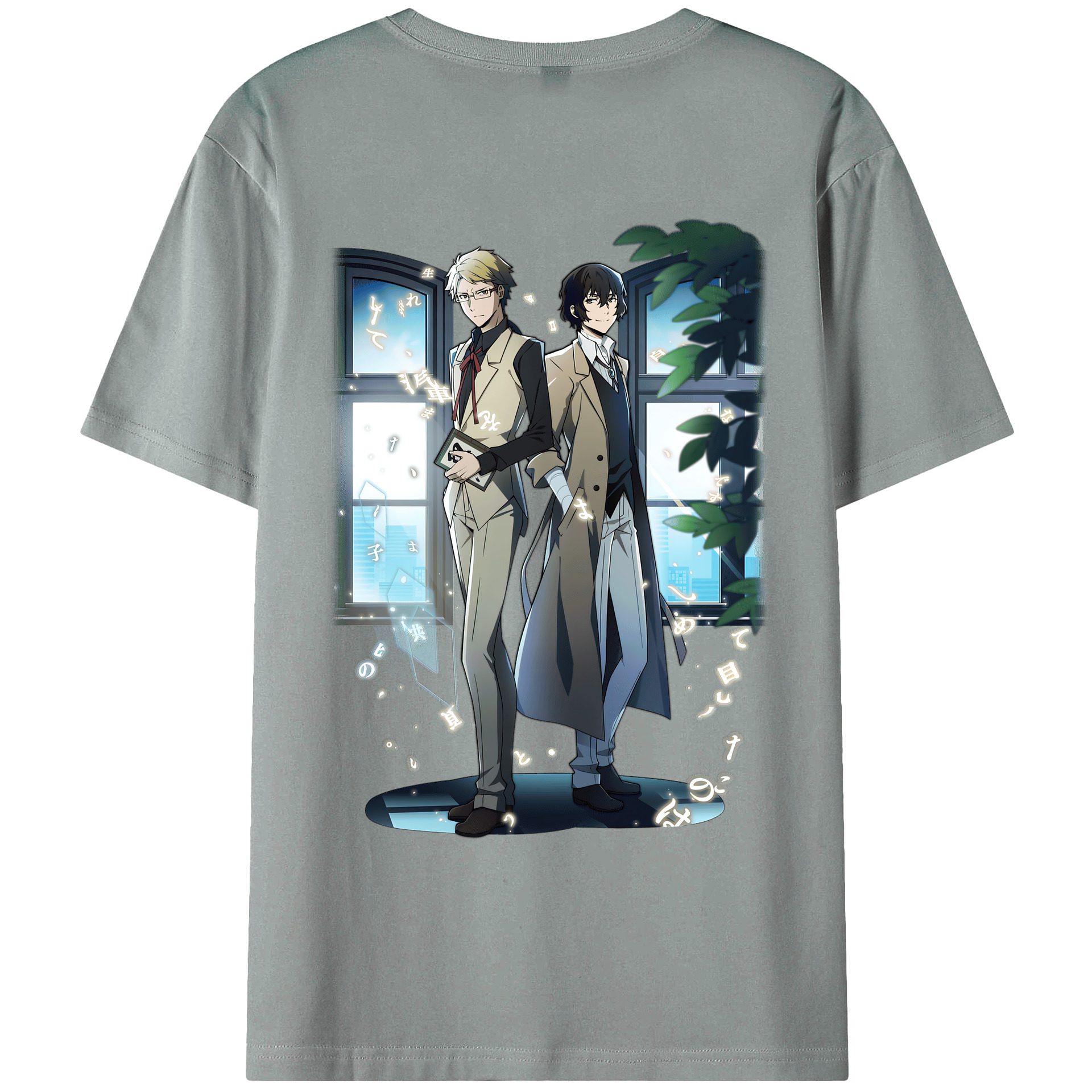 （画像用） 文豪ストレイドッグス Bungo Stray Dogs 綿100％ メンズ半袖Tシャツ（バックプリント） 通気性